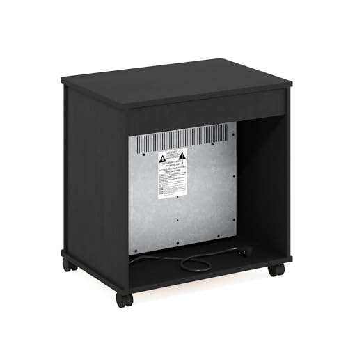 Furinno Jensen Side Table, Fireplace End Table with Wheels, Electric Fireplace Night Stand, Bedside Table, for Living Room, Bedroom, Americano - color: Americano, size: Fireplace with Wheels
