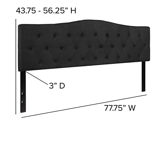 EMMA + OLIVER Tufted Upholstered King Size Headboard in Black Fabric - color: Black, size: King