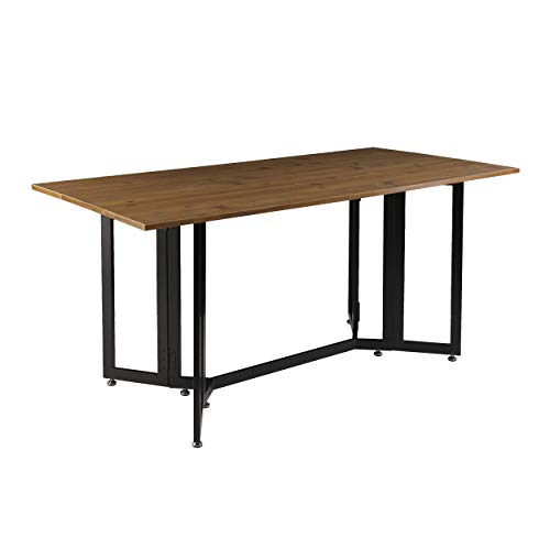SEI Furniture - Holly & Martin Driness Drop Leaf Table - Oak with Black - Transitional Design, Brown Iron and Wood - Ideal for Dining Room, Kitchen (DN7448) - color: Weathered Oak, Black