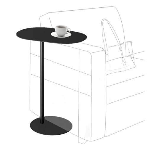 C-Shaped Side Table Iron End Table Slide Under Sofa(Black，High-24.8in/63cm) | for Couch Sofa and Bed, Small Metal Black Side Tables for Living Room Bedroom - color: Black, size: High-24.8in