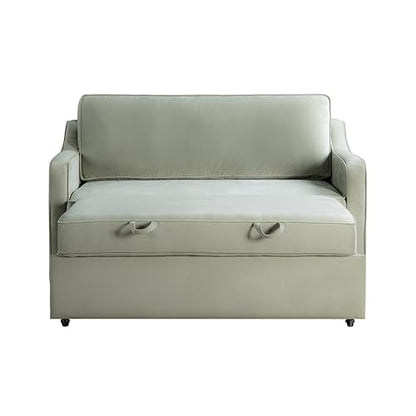 Serta® Santa Cruz 62.2" Convertible Loveseat, Full-Size, Recessed Track Arms, Dream Coil® Comfort, Fingerguard® Pinch Point Protection, Soft Velvet Fabric, Sage