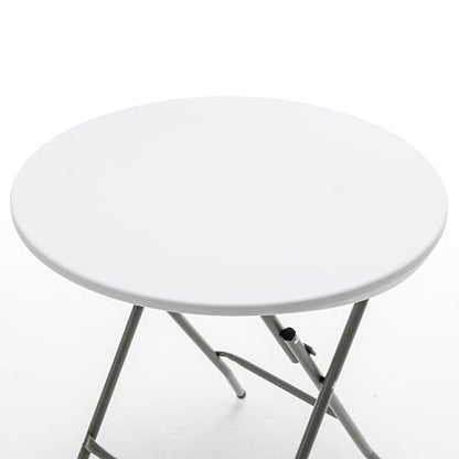 Set of 2, White 24" Round Plastic Folding Table Commercial Portable for Picnic Party Camping Banquet Card Dining Wedding Event Home Kitchen Indoor Outdoor, 30" Height - size: Set of 2