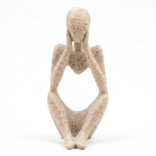 Sandstone Resin Thinker Statue, Abstract Style Sculpture Figurines for Home Office Bookshelf Desktop Decor, Modern Art Collectible & Great Gifts Ideas - color: Sandstone