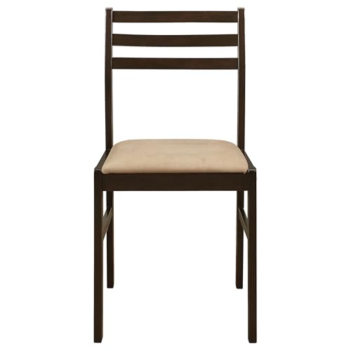 Coaster Home Furnishings 3-Piece Round Wood Dining Room Set Drop Leaf Extension Table Ladder Back Side Chairs Upholstered Seat Cushions Cappuccino and Tan 130005