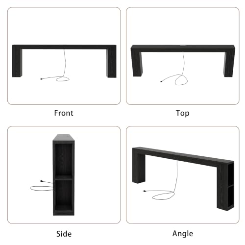 Narrow Console Table with USB Charging & Storage, 94.5" Black | Extra Long Slim, Behind Sofa Couch Table with Outlet, Black Wood Finish, for Entryway,Hallway, Easy Assembly - color: Black