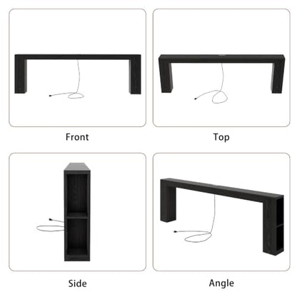 Narrow Console Table with USB Charging & Storage, 94.5" Black | Extra Long Slim, Behind Sofa Couch Table with Outlet, Black Wood Finish, for Entryway,Hallway, Easy Assembly - color: Black