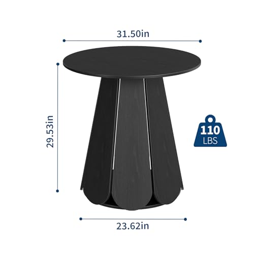 31.5" Round Dining Table, Small Circle Kitchen Table for 2-4 People, Modern Farmhouse Wood Dinning Room Tables with Pedestal Base, Space Saving Dinner Tables for Small Spaces, Mesa de Comedor, Black - color: Black