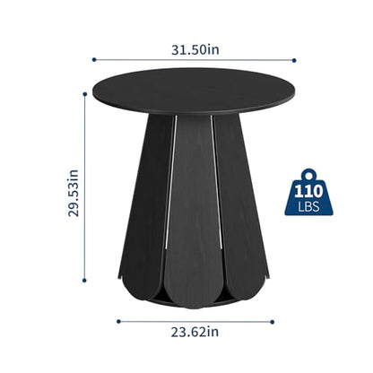 31.5" Round Dining Table, Small Circle Kitchen Table for 2-4 People, Modern Farmhouse Wood Dinning Room Tables with Pedestal Base, Space Saving Dinner Tables for Small Spaces, Mesa de Comedor, Black - color: Black