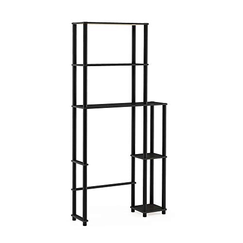 Furinno Turn-N-Tube Over The Toilet Storage, 5 Shelves Bathroom Organizer Space Saver Rack, Espresso/Black | Freestanding Space Saver Bathroom Shelf, Organizers and Storage, for Bathroom, Washroom - color: Espresso/Black, style: Side Rack