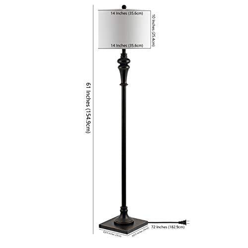 SAFAVIEH Lighting - Norla 61-Inch Standing Floor Lamp - Black - Fabric Drum Shade - Traditional Slim-Pole Design - Ideal for Living Room, Bedroom, Home Office - LED Bulb Included (FLL4082A) - color: Black