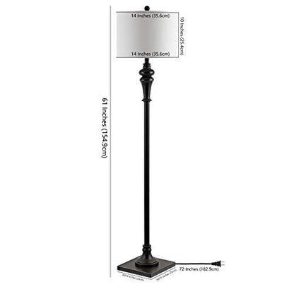 SAFAVIEH Lighting - Norla 61-Inch Standing Floor Lamp - Black - Fabric Drum Shade - Traditional Slim-Pole Design - Ideal for Living Room, Bedroom, Home Office - LED Bulb Included (FLL4082A) - color: Black