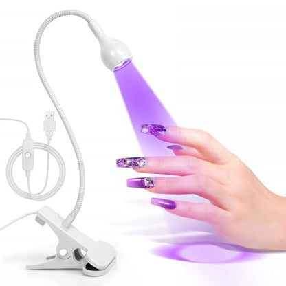 AORAEM LED Nail Lamps Flexible Gooseneck Lamp Gel Polish Curing Light White | Quicky Dry Nail Manicure Dryer Plug Play Portable Flash Cure Light for Gel Nails Home DIY Professionals - color: White