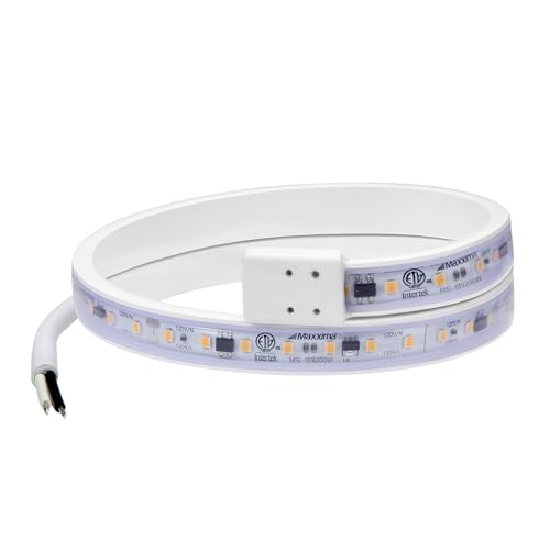 Maxxima 18 in. Hardwired LED Under Cabinet Strip Light, 690 Lumens, 3000K | Warm White, Kitchen and Living Room 120V White Cove Lighting, No Power Supply Needed - size: 18 Inch