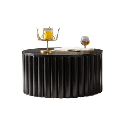 27.56" Round Lift-Top Coffee Table with Hidden Storage & Sturdy Pedestal, Modern Wooden Center Accent End Tea Table, No Need Assemble, Black - color: 27.56" Round Lift-top, Black