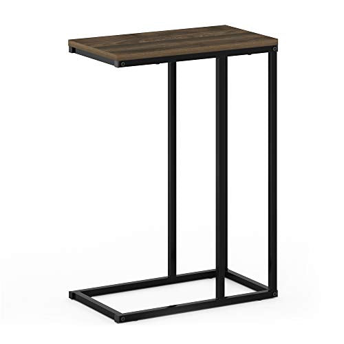 Furinno Camnus Modern Living C Shaped Sofa Side Table, 9.8 in x 17.9 in x 25 in, Columbia Walnut - color: Columbia Walnut, size: C-shape Metal Frame