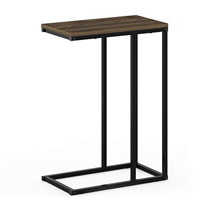 Furinno Camnus Modern Living C Shaped Sofa Side Table, 9.8 in x 17.9 in x 25 in, Columbia Walnut - color: Columbia Walnut, size: C-shape Metal Frame