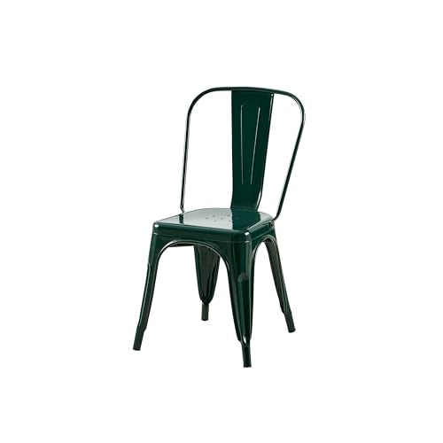 AC Pacific 18 Inch Seat Height Industrial Metal Dining Chairs, Stackable Kitchen or Bar Seat, Durable Modern Design, Versatile Accent Furniture, Set of 2, Dark Green - color: Dark Green, size: Set of 2