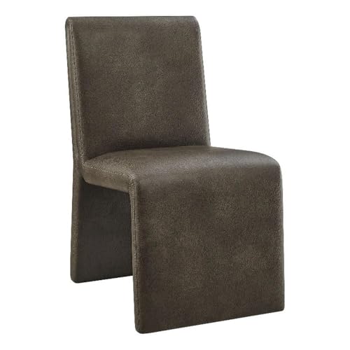 Modway Emory Faux Leather Dining Side Chair in Mushroom - Single Armless Slipper Chair - Padded Vegan Leather Accent for Dining Room, Kitchen - color: Mushroom
