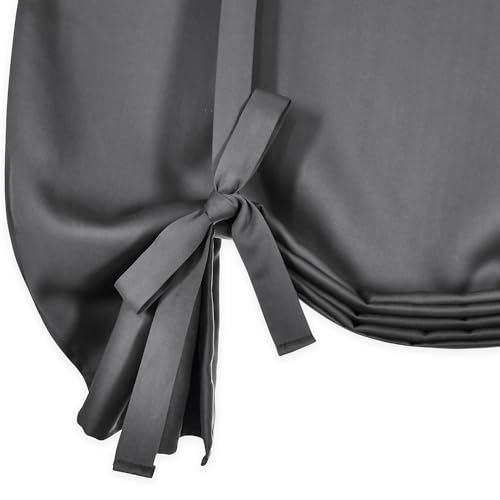 99% Blackout Thermal Insulated Adjustable Tie Up Shade Curtain with Rod Pocket Top - 34 Wide by 45 Inch Long (Medium Grey,1 Panel) - color: Medium Grey, size: 34"W x 45"H