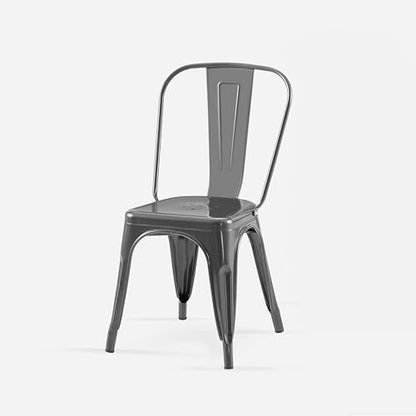 AC Pacific 18 Inch Seat Height Industrial Metal Dining Chairs, Stackable Kitchen or Bar Seat, Durable Modern Design, Versatile Accent Furniture, Set of 2, Grey - color: Grey, size: Set of 2