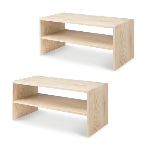 Whitmor Stackable 31" Extra Wide 2-Shelf Storage Organizer, Light Brown，2 Pack - color: Light Brown, size: 31 INCH X2