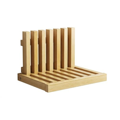 Solid Wood Wall-Mounted Bedside Shelf, Foldable Floating Narrow Table, Creative Slatted Design for Bedroom (Natural Wood Color) - color: Natural Wood Color
