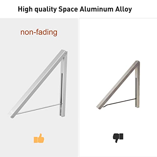 Wall Mounted Drying Rack Clothes Hanger Folding Wall Coat Racks Aluminum Home Storage Organiser Space Savers - color: Matt Silver