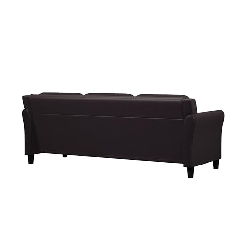 Studio Living Harrington 80.3" Sofa, Transitional Modern, Pocket Coil Comfort, Easy Assembly, Vegan Leather, Java - color: Java, size: Sofa