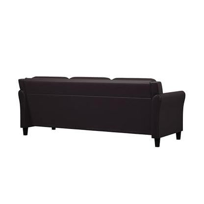 Studio Living Harrington 80.3" Sofa, Transitional Modern, Pocket Coil Comfort, Easy Assembly, Vegan Leather, Java - color: Java, size: Sofa