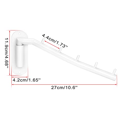 Sumnacon Stainless Steel Clothes Hanger Rack-Wall Mount Clothing Rack with Swing Arm, Sturdy Clothing Hanger Rack for Laundry Room Bedrooms Clothing Drying Rack with 5 Hooks, White - color: White
