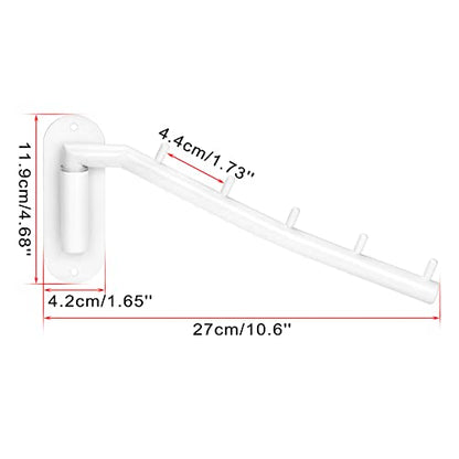 Sumnacon Stainless Steel Clothes Hanger Rack-Wall Mount Clothing Rack with Swing Arm, Sturdy Clothing Hanger Rack for Laundry Room Bedrooms Clothing Drying Rack with 5 Hooks, White - color: White