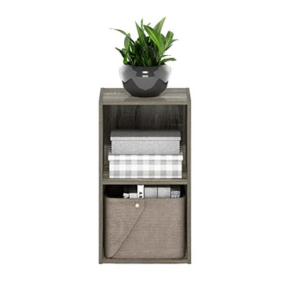 Furinno PASIR Book Shelf, 2-Tier Modern Bookshelf, Open Shelves Bookcase 9 x 12 x 21, Easy Assembly, for Living Room, Bedroom, Home Office, French Oak - color: French Oak, size: 2-Cube