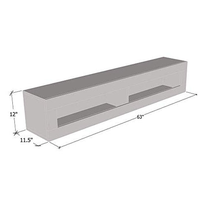 Meble Furniture Floating Media Cabinet Type-51 — Wall-Mounted Storage with LED Lighting — High Gloss Finish, 47.2 x 11.8 x 11.8 inches — White