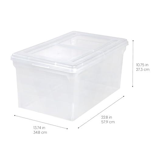 IRIS USA 5-Pack 44 Qt. Letter File Box with Hinged Lid, Clear | Organize lesson plans, classroom files and teaching materials with secure storage for teachers, schools and educators - style: Wing Lid - 5 Pack