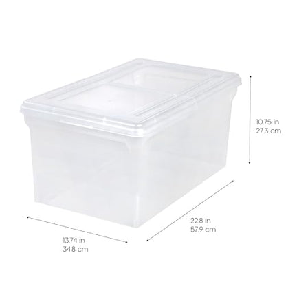 IRIS USA 5-Pack 44 Qt. Letter File Box with Hinged Lid, Clear | Organize lesson plans, classroom files and teaching materials with secure storage for teachers, schools and educators - style: Wing Lid - 5 Pack