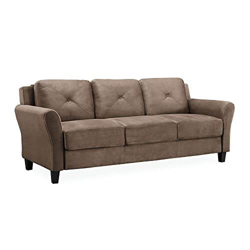 Studio Living Harrington 80.3" Sofa, Transitional Modern, Pocket Coil Comfort, Easy Assembly, Microfiber Fabric, Brown - color: Brown, size: Sofa