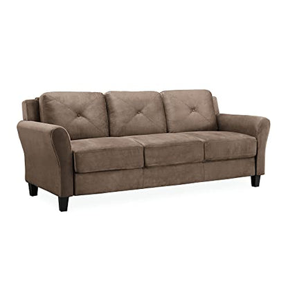 Studio Living Harrington 80.3" Sofa, Transitional Modern, Pocket Coil Comfort, Easy Assembly, Microfiber Fabric, Brown - color: Brown, size: Sofa
