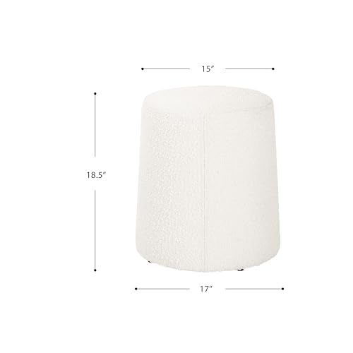 HomePop 17" Organic Shape Ottoman - Cream Boucle - color: Cream Boucle