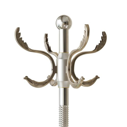 Metal Coat Rack Stand Coat Rack Freestanding with 12 Hooks,Silver | Sturdy Heavy Duty Modern Coats Tree for Bags Clothes Hall Tree Hats Hanger Holder Stand for Entryway Bedroom Hallway Office - color: Silver Cyan with 12 Hooks