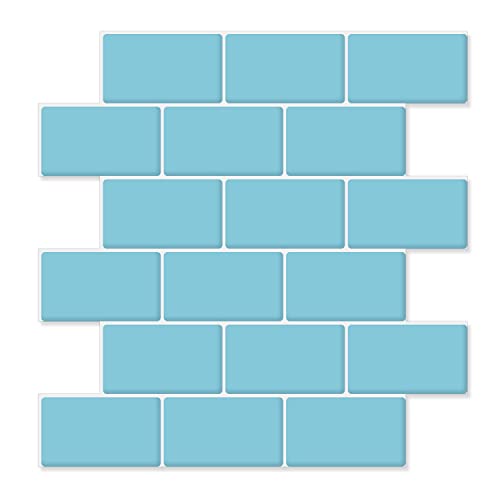STICKGOO Subway Tile Peel and Stick Backsplash, Thicker Design 12" x 12" Stick on Backsplash Tiles for Kitchen, Bathroom, Wall Tile (10 Sheets, Blue) - color: Blue