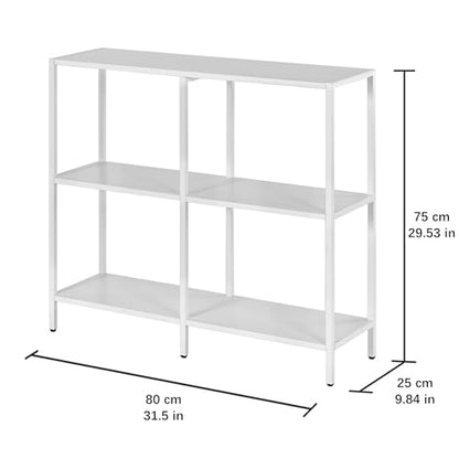 HDANI 31.5 Inch Metal Console Table with 3 Tier Strage Shelves,Narrow Entryway Table,Modern Sofa Tables for Entryway, Living Room,Bedroom,White - color: White, size: 31.5×9.84×29.53in