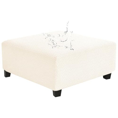 Levoberg Waterproof Square Ottoman Cover Large Square Folding Storage Ottoman Bench Slipcovers Footrest Stool Covers Oversized Ottoman Coffee Table Covers Cube with Elastic Bottom XL Beige - color: Beige, size: Square-XL