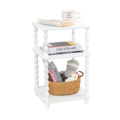 Fultyle End Table, Small Side Table with 3 Tier Open Shelf, Modern Night Stand Bedside Table for Living Room, Bedroom, Office and Small Spaces (White) - color: White