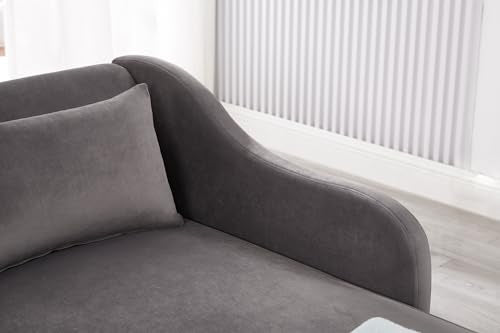 Bellemave Chaise Lounge Indoor, Velvet Upholstered Lounge Chair with Pillow, Solid Wood Legs Modern Chaise Lounge Chair for Living Room Bedroom Office (Grey) - color: Grey