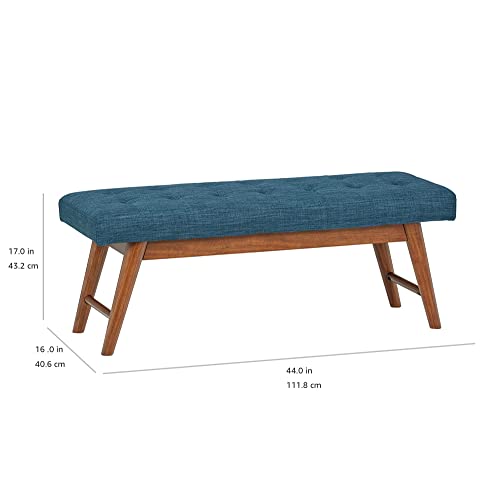Amazon Basics Modern Haraden Upholstered Button-Tufted Bench, Blue, 16 x 44 x 17 in - color: Blue, style: Americana