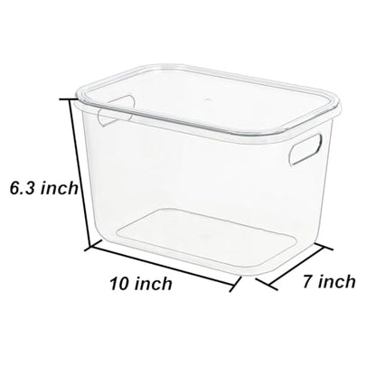ZEXALOR 4PCS Clear Plastic Storage Bins with Lid, Stackable Pantry Cabinet Organizers and Storage, Lidded Storage Container Boxes for Organizing Kitchen,Closet,Dresser,Bathroom (4 Pack - 10.2×7×5.9“)