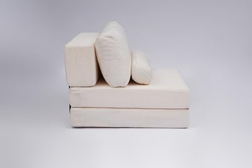 49" Foldable Modular Studio Couch, Space Saver Bed with High Density Foam, Sofa Individual with Creative Shape for Apartment Leisure Scenes, White - color: White