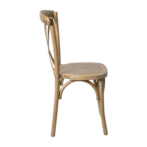 Merrick Lane Bardstown X-Back Bistro Style Wooden Dining Chair for Kitchens and Dining Rooms, High-Back Wood Stackable Kitchen Chair, Natural with White Grain