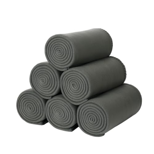 CAI TENG Fleece Blankets Bulk 6 Pack Throw Blankets for Couch Bed 50x60 inch Kids Blanket Warm Soft Cozy Travel Blankets Lightweight Pet-Friendly Small Throws Camping Gifts Green-Grey - color: Green-grey