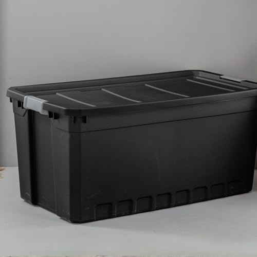 Sterilite 9-Pack Plastic Storage Bins with Lids, Stackable Containers, 50 Gallon, Black - size: 50 Gallon, style: 9 Pack